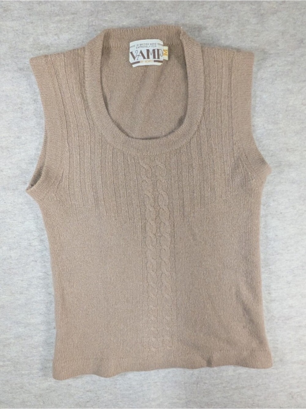 Koret Taupe Cable Knit Sleeveless Sweater Vest
